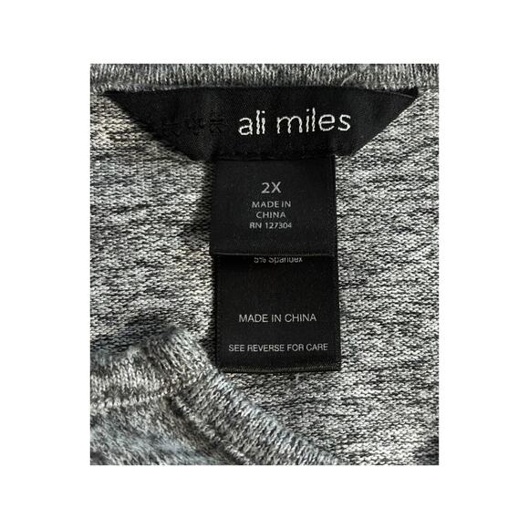 Ali Miles Knit Tunic Size 2X Pockets Gray Long Sleeve Lagenlook Artsy Comfy - Picture 5 of 8